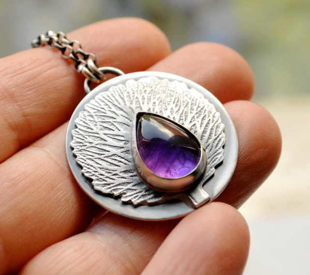 紫水晶生命银树项链