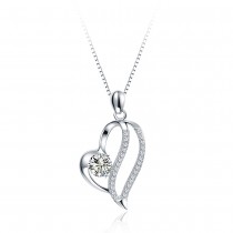 Hollow Heart SONA Stone Necklace